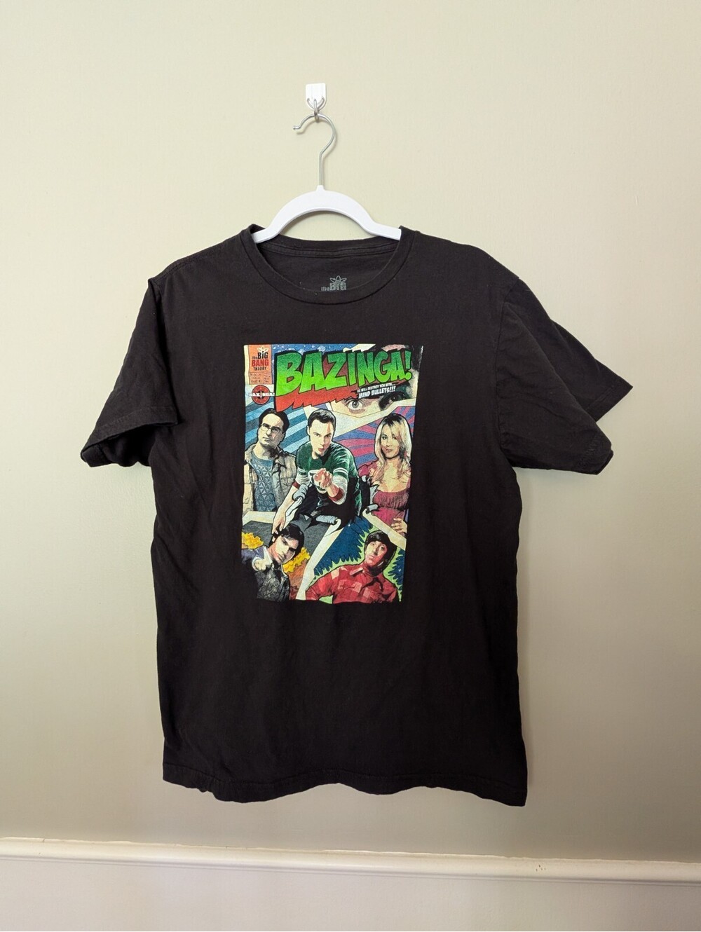 BIG BANG THEORY COMIC BOOK COVER BLACK  Bazinga T-SHIRT Large
